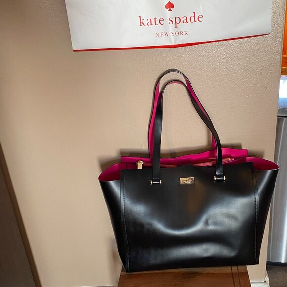 Kate Spade Large Arbour Hill Elodie Black Tote 100% Leather Bag - Picture 3 of 11